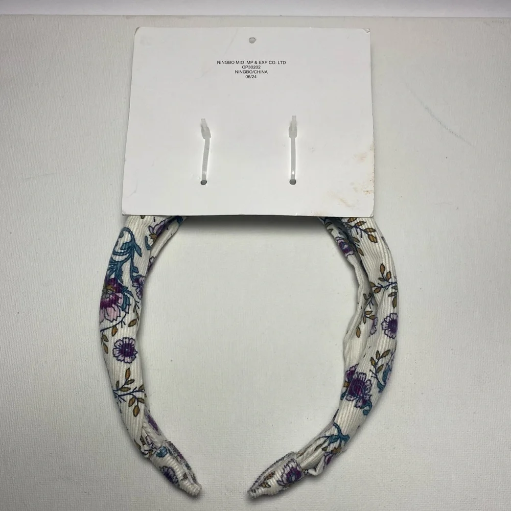Joie Kids NWT White and Purple Floral Ruched Headband